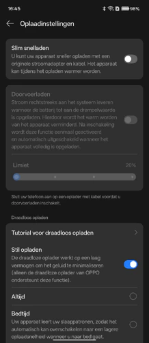 Oppo Find N6 screenshot - oplaadinstellingen Oppo Find N6 screenshot - oplaadinstellingen