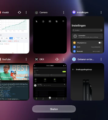 Oppo Find N6 screenshot binnenste scherm - draaiende apps Oppo Find N6 screenshot binnenste scherm - draaiende apps