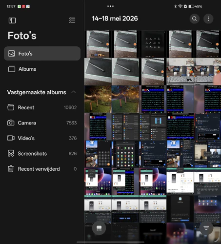 Screenshot Oppo Find N6 camera-app en galerij