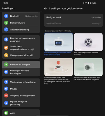 Screenshot Oppo Find N6 - Instellingen voor geluidseffecten Screenshot Oppo Find N6 - Instellingen voor geluidseffecten