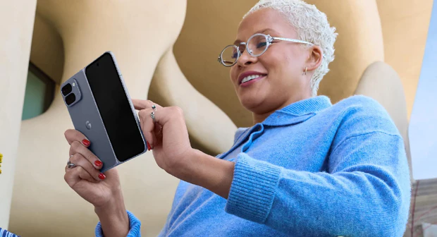 Google Pixel 10 Pro Fold opened in Moonstone Color Google Pixel 10 Pro Fold opened in Moonstone Color