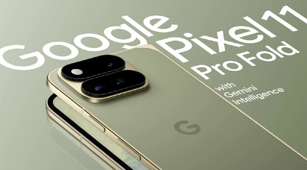 Google Pixel 11 Pro Fold unfolded in new green version