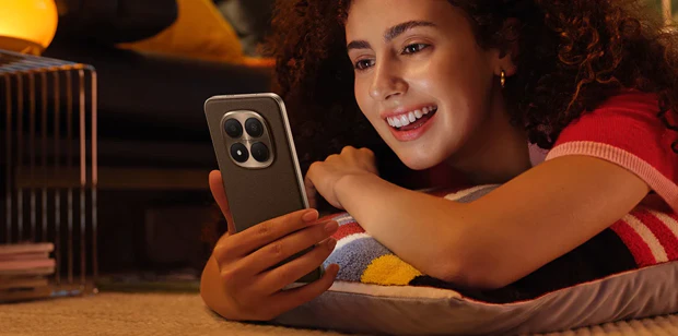 Xiaomi smartphone with bright AMOLED screen in use