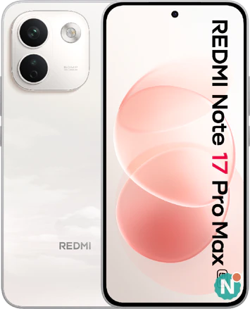 Xiaomi Redmi Note 17 Pro Max wit Voor- en achterkant van de Xiaomi Redmi Note 17 Pro Max in het wit