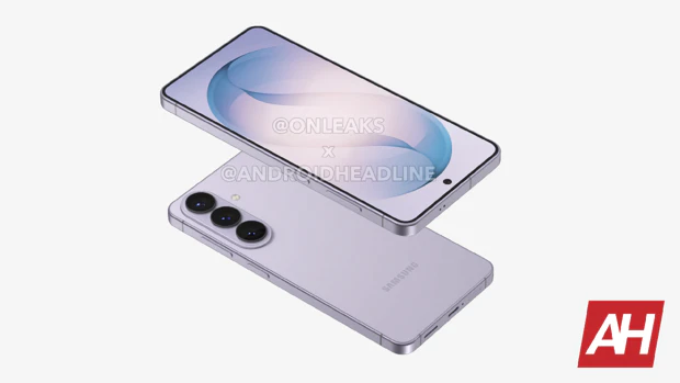 Samsung Galaxy S27 CAD render top and bottom Purple Samsung Galaxy S27 render viewed from above and below