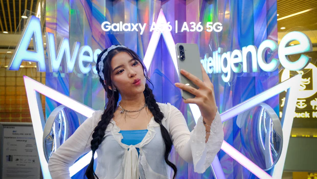 Samsung Galaxy A56 with Awesome Intelligence in real life photo Samsung Galaxy A56 lifestyle photo in hand