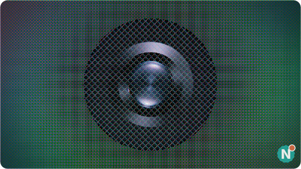 Close-up of the selfie camera under the inner screen of the Apple iPhone Duo