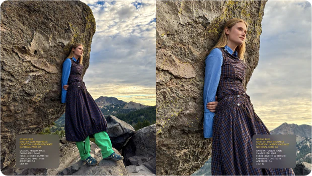 Sample photos taken with the main camera and ultra-wide-angle of the Apple iPhone Duo