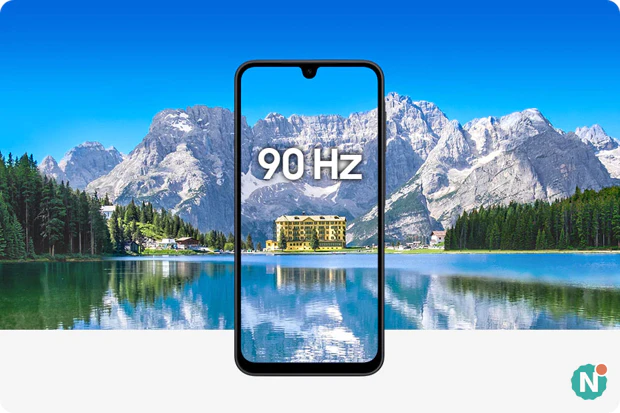 Front of Samsung Galaxy A17 5G with 90Hz display