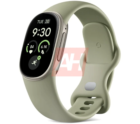 Leaked press images of the Fitbit Edge fitness tracker in Canyon salmon pink, Olive green and Obsidian black