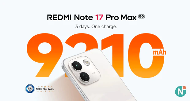 Redmi Note 17 Pro Max accu Xiaomi Redmi Note 17 Pro Max met een accu van 9.210 mAh
