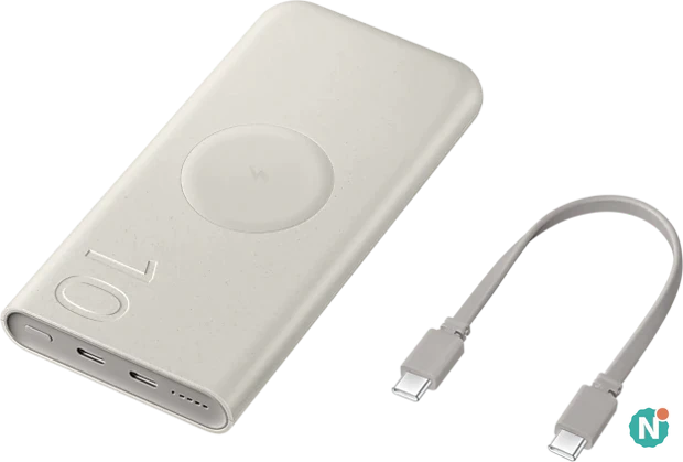 Samsung Wireless Battery Pack 10000 mAh in beige met USB-kabel Samsung Wireless Battery Pack 10000 mAh in beige met USB-kabel