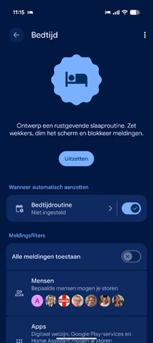 Android Bedtijd Instellingen