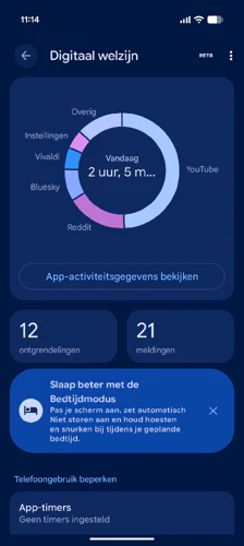 Android Bedtijd Instellingen