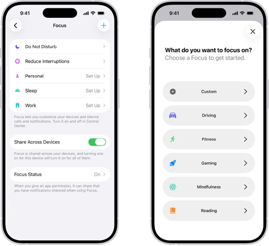 iOS screenshot van het instellen van Focus-mode