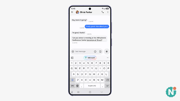 One UI 9 Now Nudge op Samsung Galaxy One UI 9 Now Nudge demonstratie op een Samsung Galaxy-telefoon
