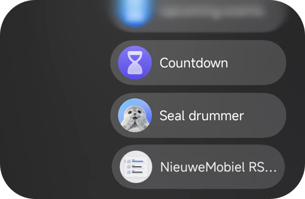 Screenshots van het tweede scherm achterop de Xiaomi 18 Pro
