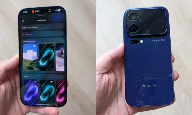 Xiaomi 18 Pro Voorkant En Achterkant Starry Blue Foto voor- en achterkant Xiaomi 18 Pro in Starry Blue, schittering in de verf zichtbaar