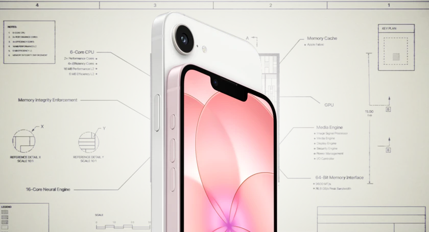 Apple iphone 17e met a20 chip op achtergrond