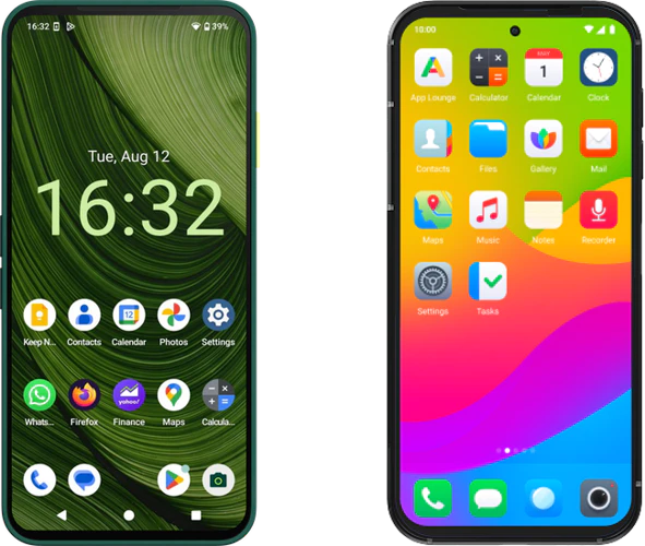 Comparison Google Android vs /e/OS interface Comparison Google Android vs /e/OS interface