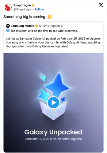 Snapdragon tweet over de Galaxy S26-Serie-aankondiging