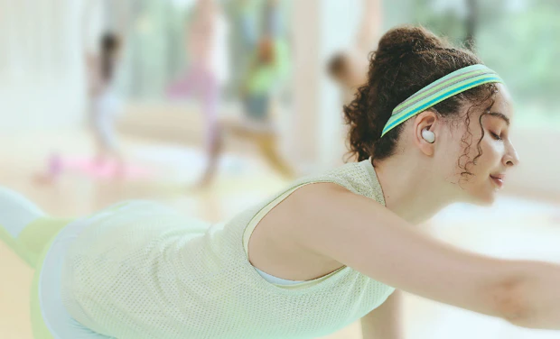 Sony LinkBuds Fit in use during sports