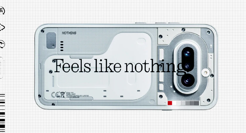 Nothing toont design nothing phone 4a met glyph bar