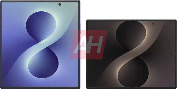 Visuele vergelijking van de Fold 8 en de Fold 8 Wide foldables van Samsung op schaal