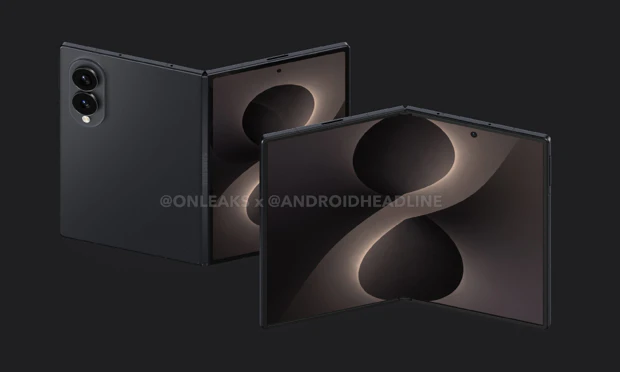 CAD-render van binnenkant en buitenkant Samsung Galaxy Z Fold 8 Wide foldable
