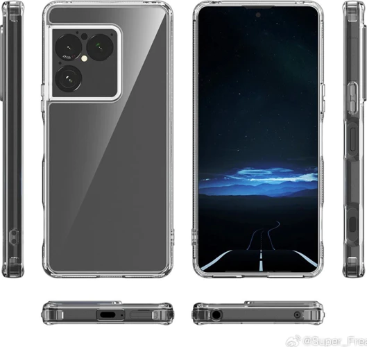 Voor, achter en zijkanten Sony Xperia 1 VIII met hoesje toont nieuw design van camera