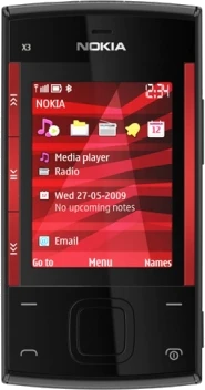 Nokia X3 schwarz rot Vorderseite geschlossen lowres