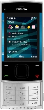 Nokia X3 blau silber Vorderseite geöffnet lowres