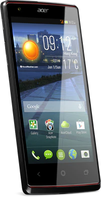 Acer Liquid E3 negro tapa delantera aslant lado izquierdo