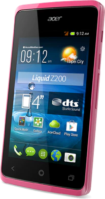 Acer Liquid Z200 pink front højre side skæv