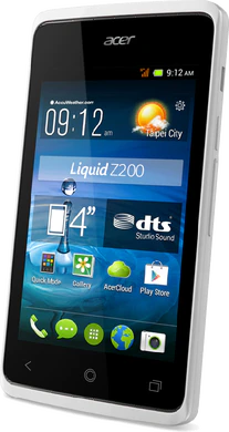 Acer Liquid Z200 bagside front skæv højre side