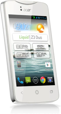 Acer Liquid Z3 Duo wit voorkant schuin