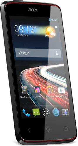 Acer Liquid Z4 Duo zwart voorkant schuin linkerzijkant