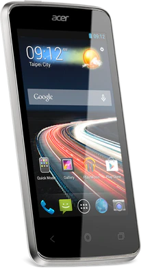 Acer Liquid Z4 hvit foran skrås skråstilt venstre side