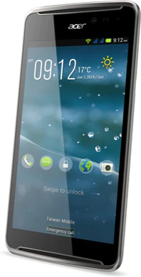 Acer Liquid E600 aquamarine front skæv højre side