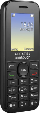Alcatel 1016 schwarz Vorderseite linke Seite