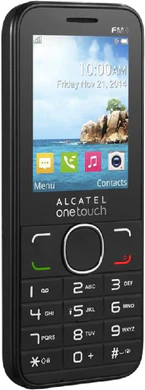 Alcatel 2045 zwart voorkant linkerzijkant