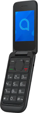 Alcatel 2057 sort front højre side Åbnet