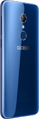 Alcatel 3 blauw achterkant rechterzijkant