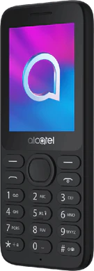 Alcatel 3080 zwart voorkant rechterzijkant