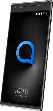 Alcatel 5 schwarz Vorderseite rechte Seite schräg