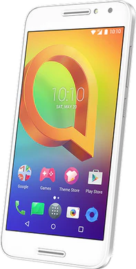 Alcatel A3 white front right side tilted ed
