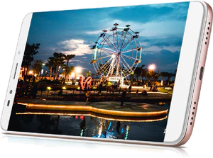 Alcatel a7 nero bianco oro ruotato