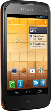 Alcatel One Touch 997D oranje voorkant linkerzijkant v1