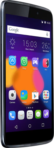 Alcatel One Touch idol 3 47 zwart voorkant schuin