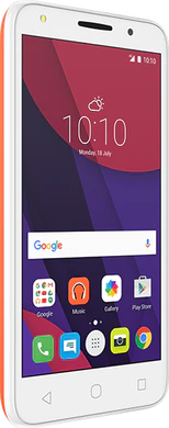 Alcatel Pixi 4 5 dualsim weiß orange Vorderseite linke Seite